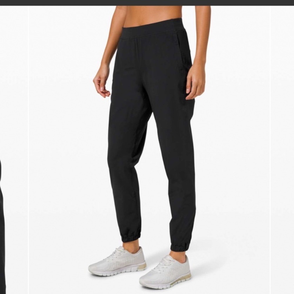 Lululemon Adapt State High Rise Jogger Womens 14 Black Full Length Zipper Cuffs